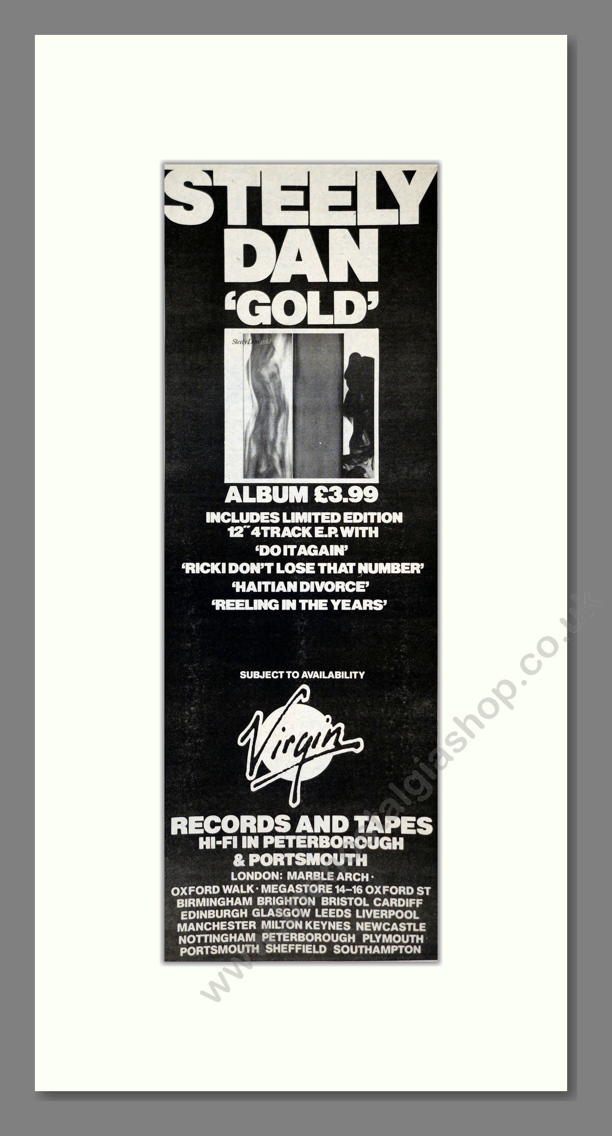 Steely Dan - Gold. Vintage Advert 1982 (ref AD201246)