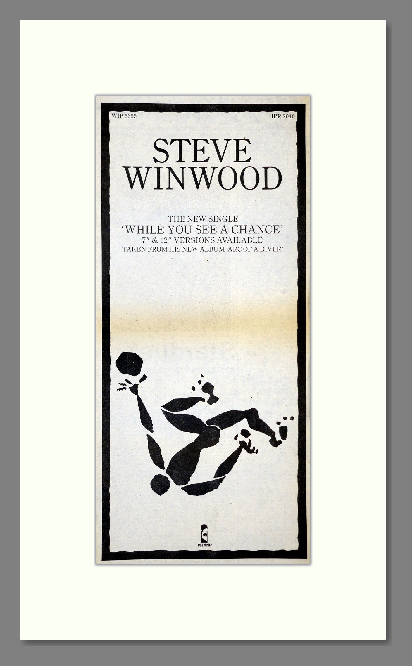 Steve Winwood - While You See A Chance. Vintage Advert 1981 (ref AD201252)