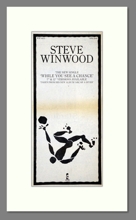 Steve Winwood - While You See A Chance. Vintage Advert 1981 (ref AD201252)