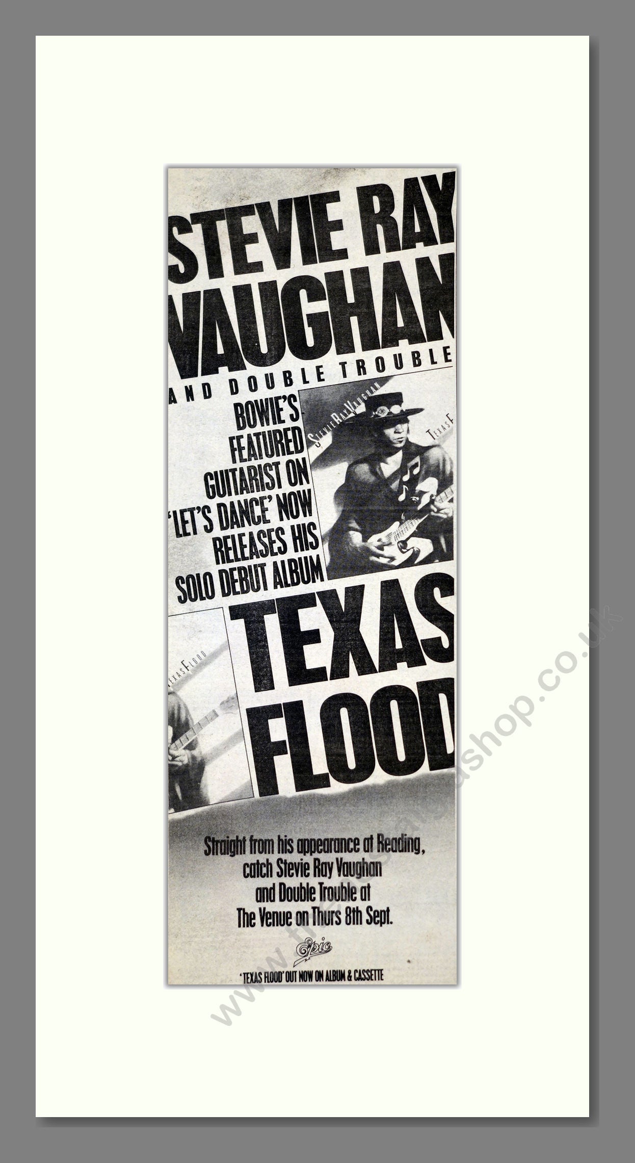 Stevie Ray Vaughan - Texas Flood. Vintage Advert 1983 (ref AD201261)