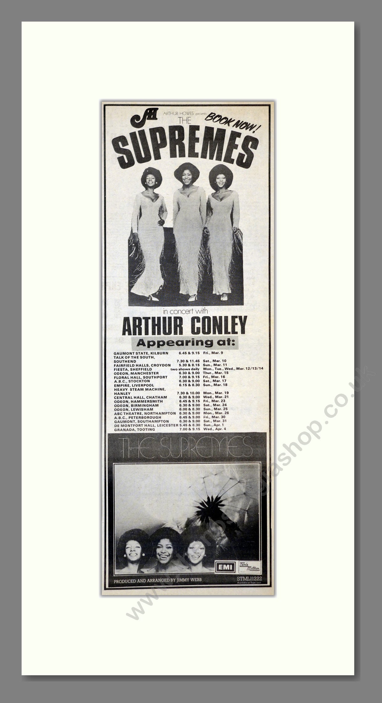 Supremes - UK Tour. Vintage Advert 1973 (ref AD201273)