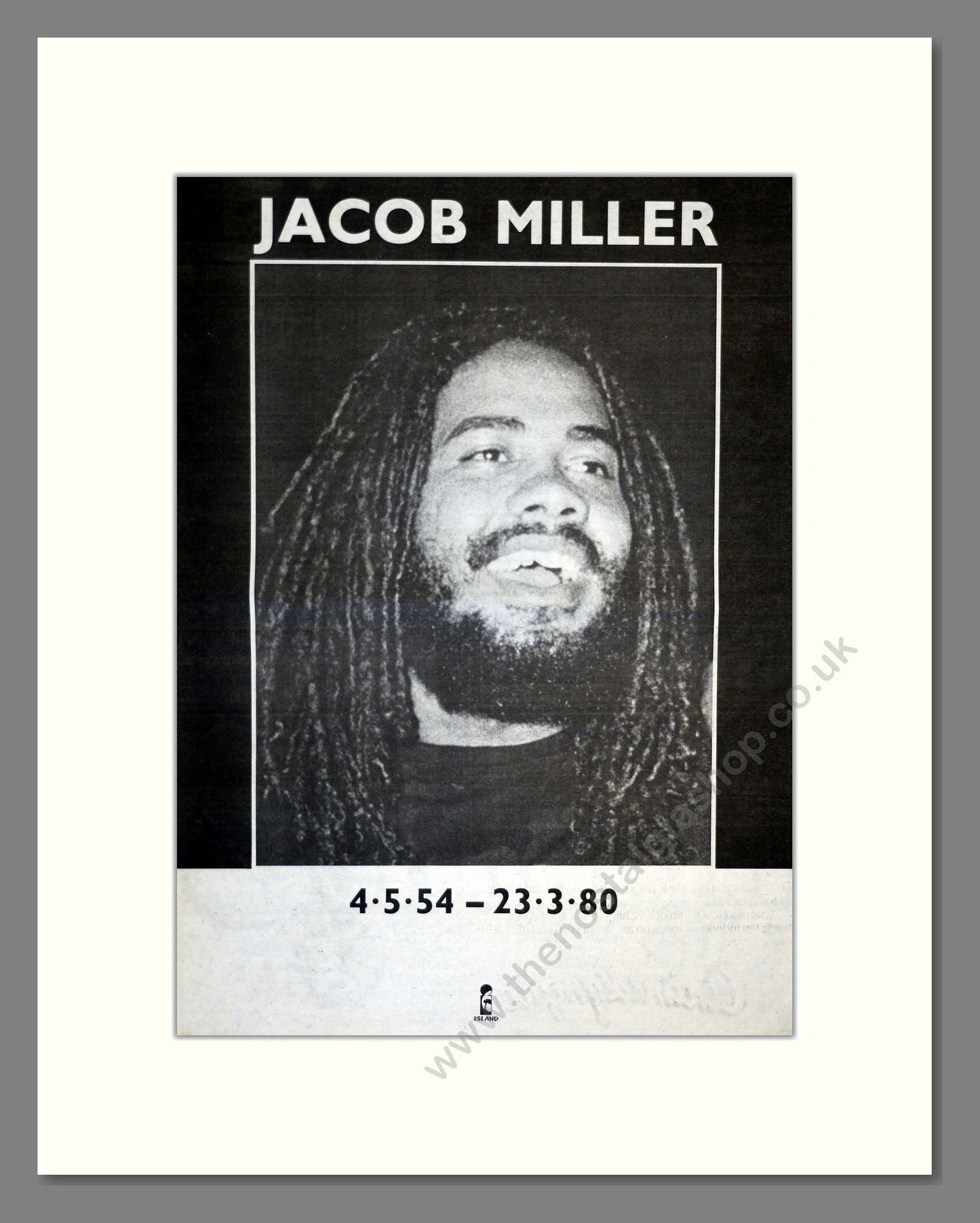 Jacob Miller - In Memorium. Vintage Advert 1980 (ref AD17231)