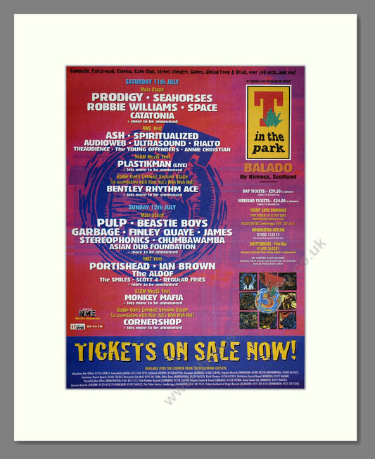 T In The Park - Line Up. Vintage Advert 1998 (ref AD17247)