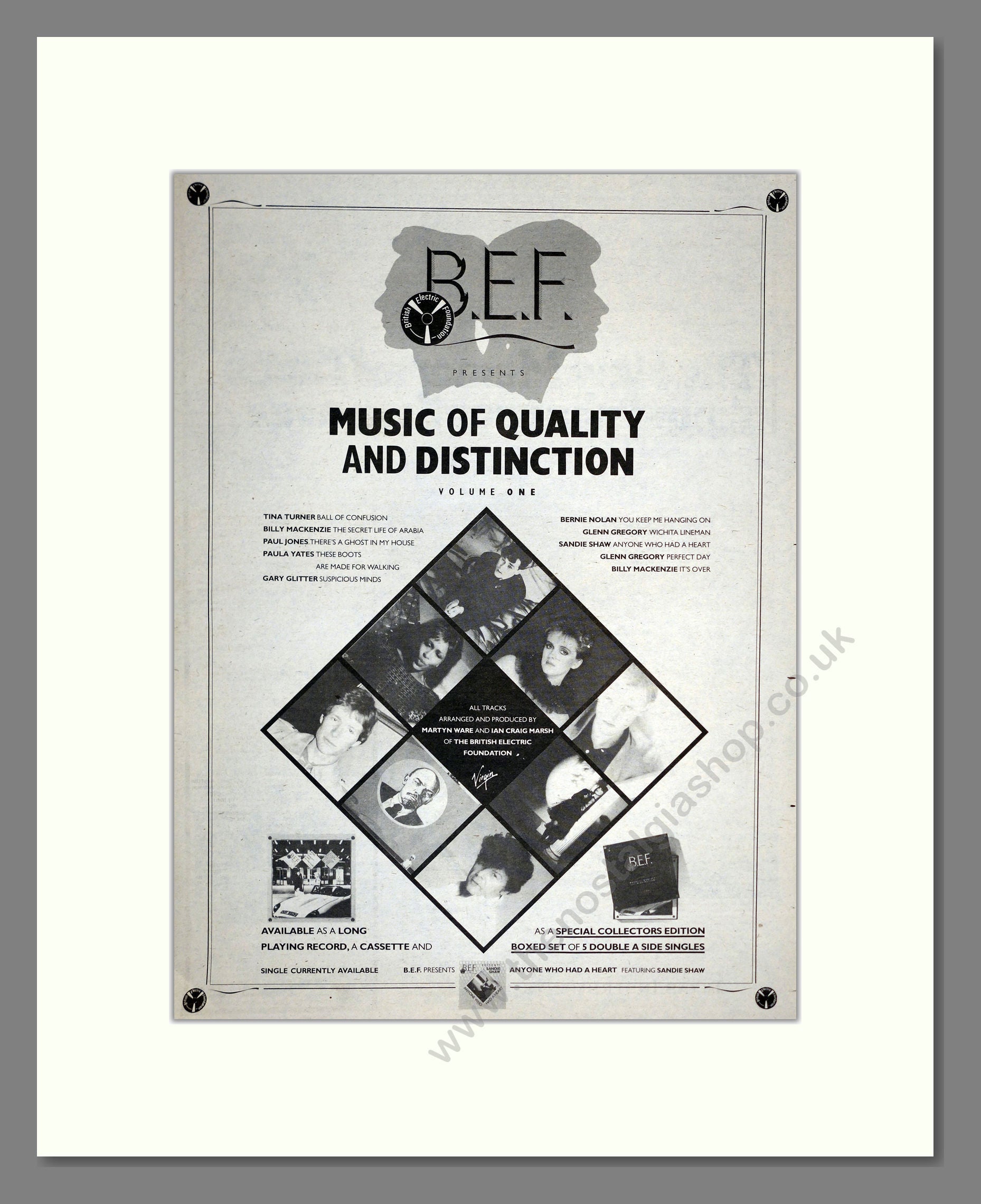 B.E.F - Music Of Quality And Distinction Vol 1. Vintage Advert 1982 (ref AD17255)