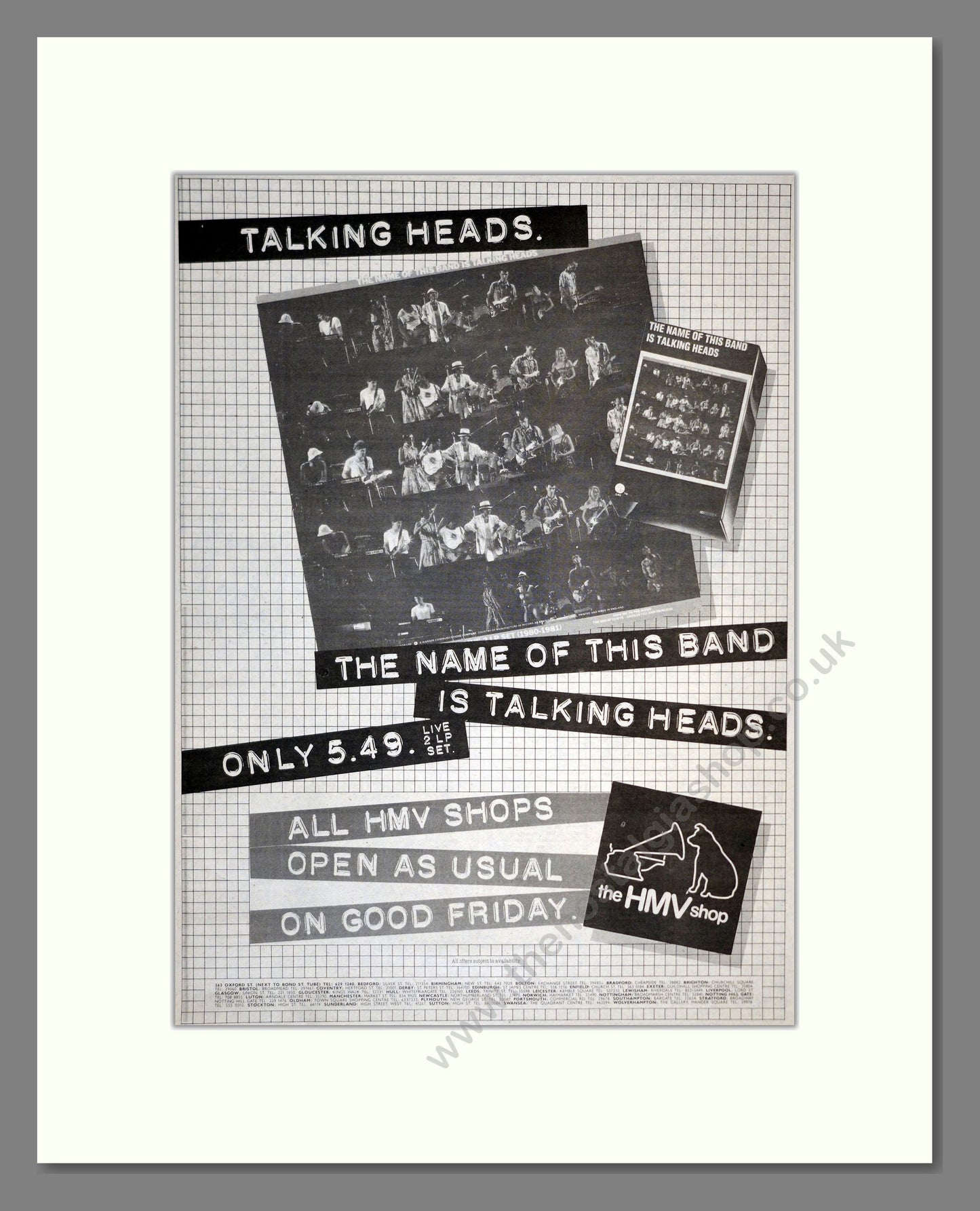 Talking Heads - The Name Of This Band Is Talking Heads (Live). Vintage Advert 1982 (ref AD17256)