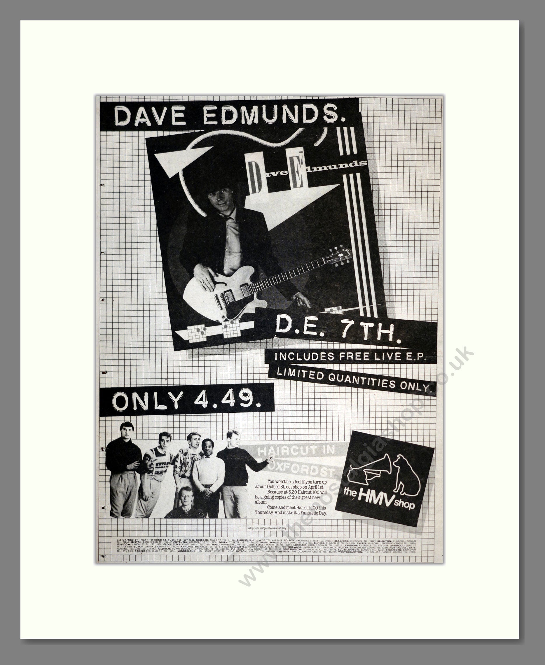 Dave Edmunds - DE 7th. Vintage Advert 1982 (ref AD17257)