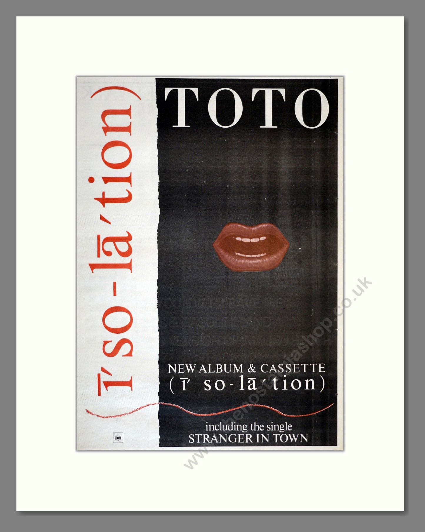 Toto - Isolation. Vintage Advert 1984 (ref AD17264)