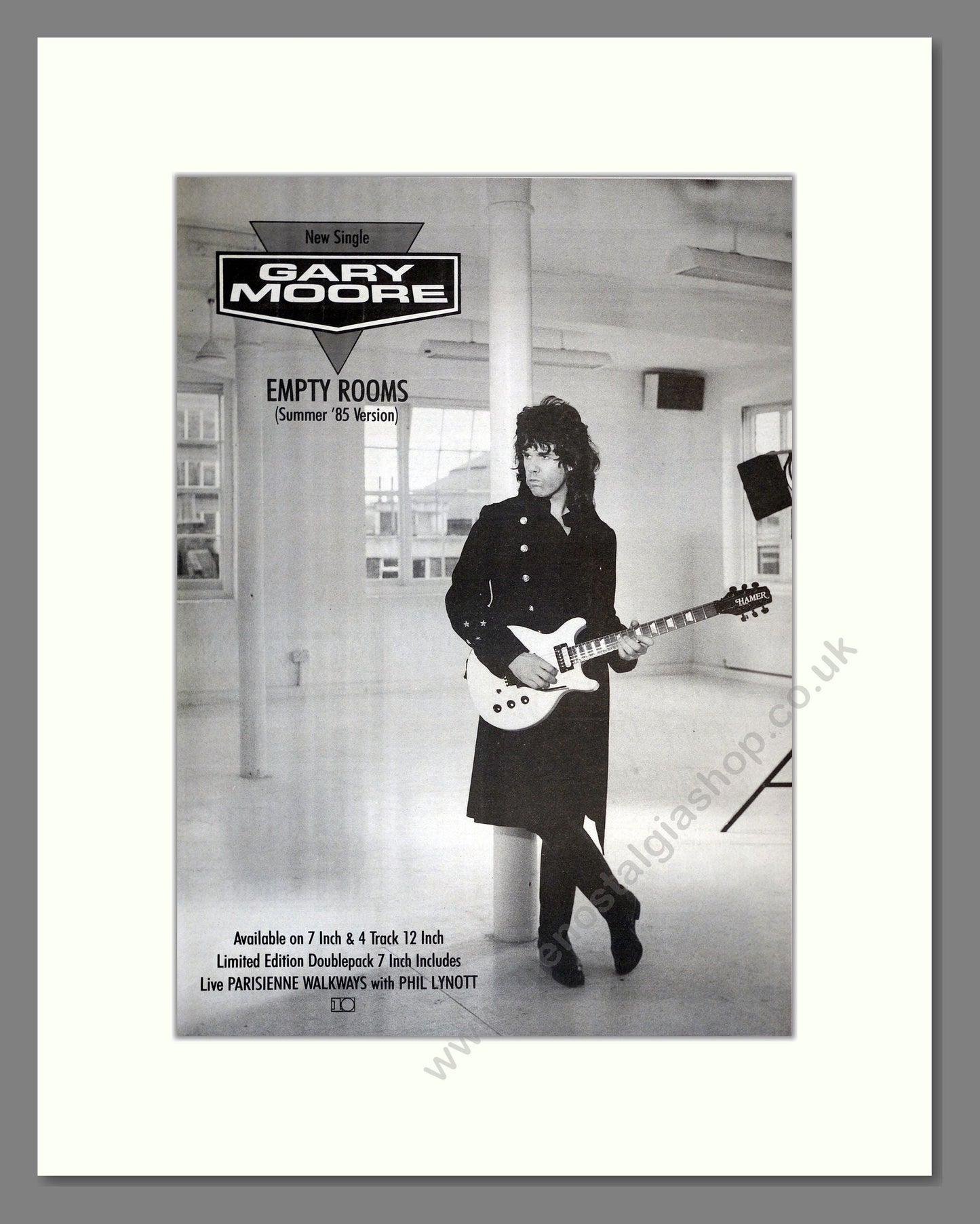 Gary Moore - Empty Rooms. Vintage Advert 1985 (ref AD17271)