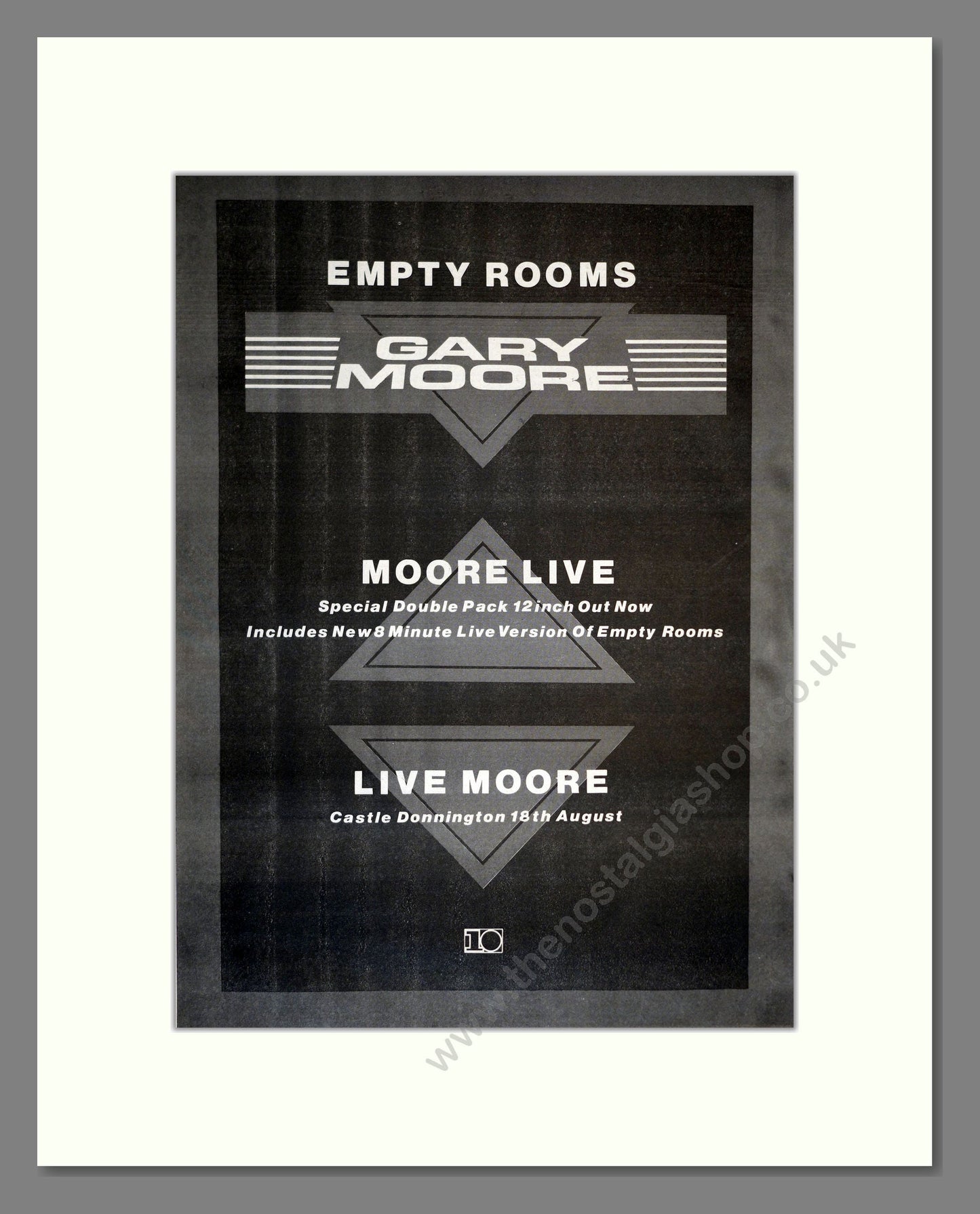 Gary Moore - Empty Rooms Live. Vintage Advert 1984 (ref AD17272)