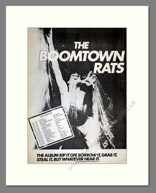 Boomtown Rats (The) - Debut Album . Vintage Advert 1977 (ref AD17278)