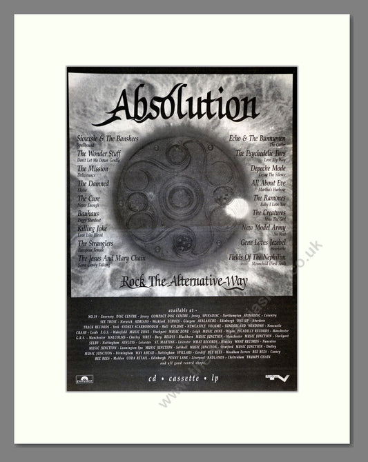 Various Artists - Absolution Alt Rock Compilation. Vintage Advert 1991 (ref AD17281)