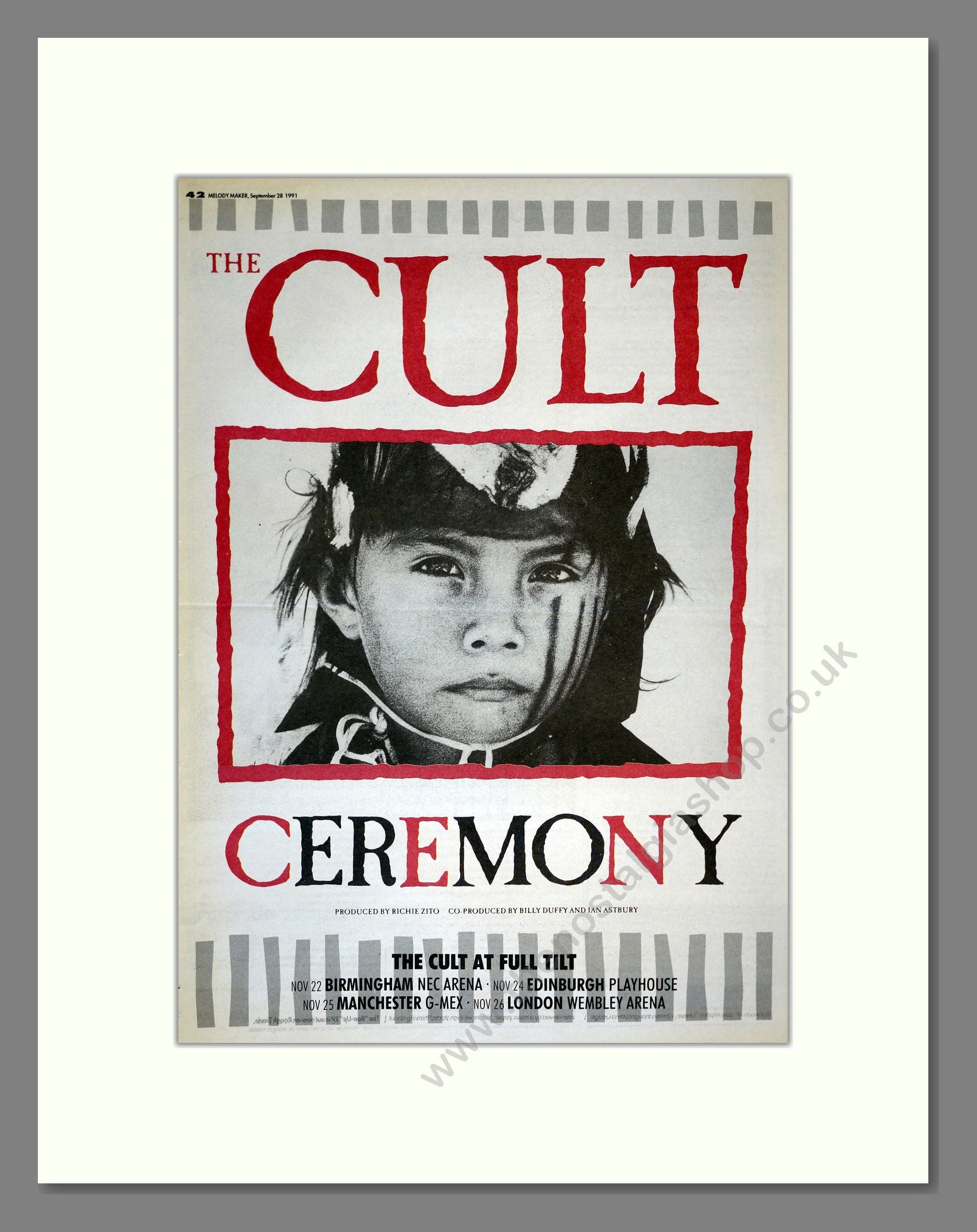 Cult (The) - Ceremony. Vintage Advert 1991 (ref AD17282)