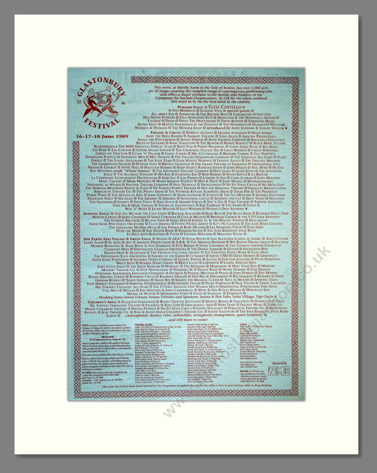 Glastonbury Festival - Line Up. Vintage Advert 1989 (ref AD17285)