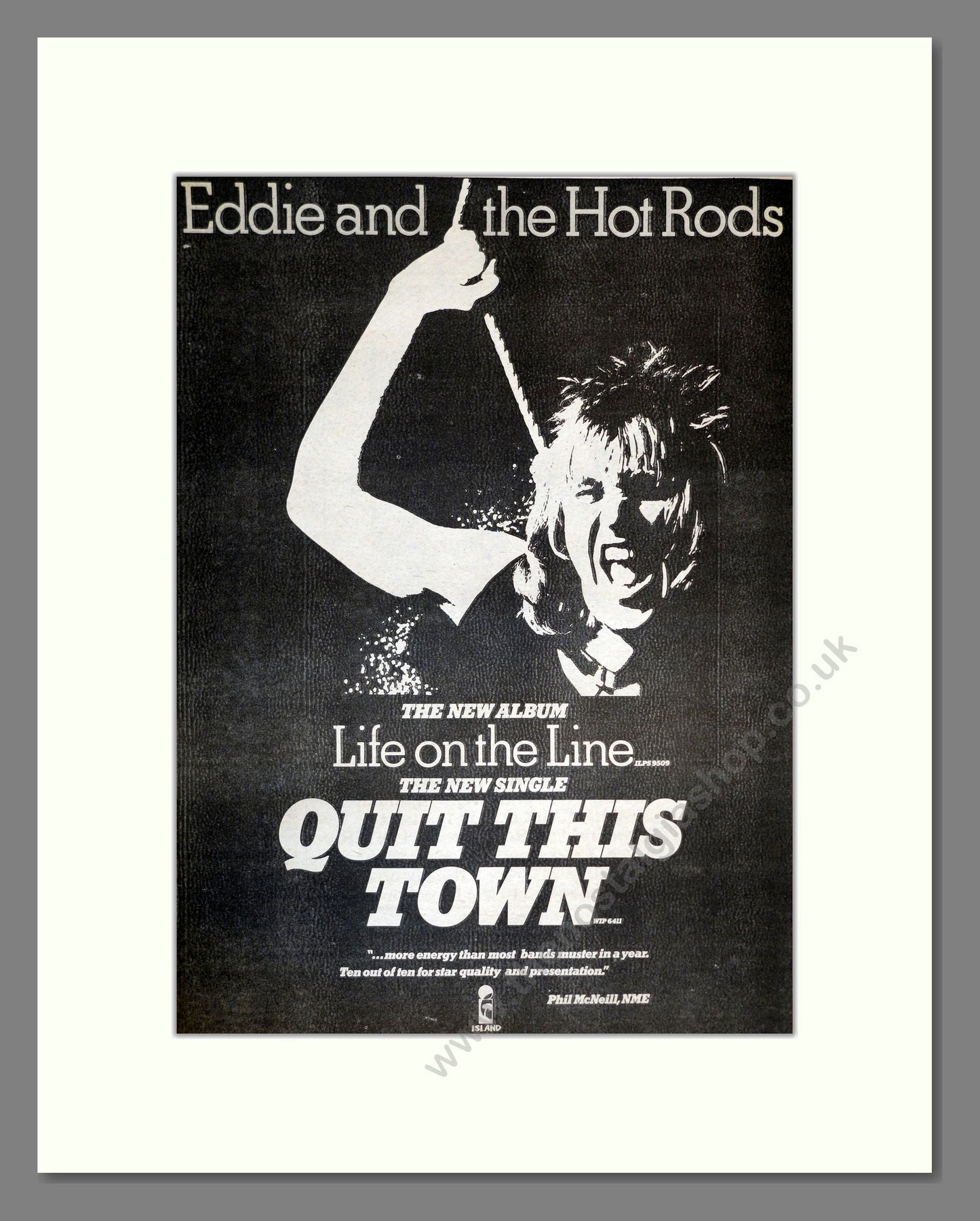 Eddie And The Hot Rods - Quit This Town. Vintage Advert 1977 (ref AD17288)