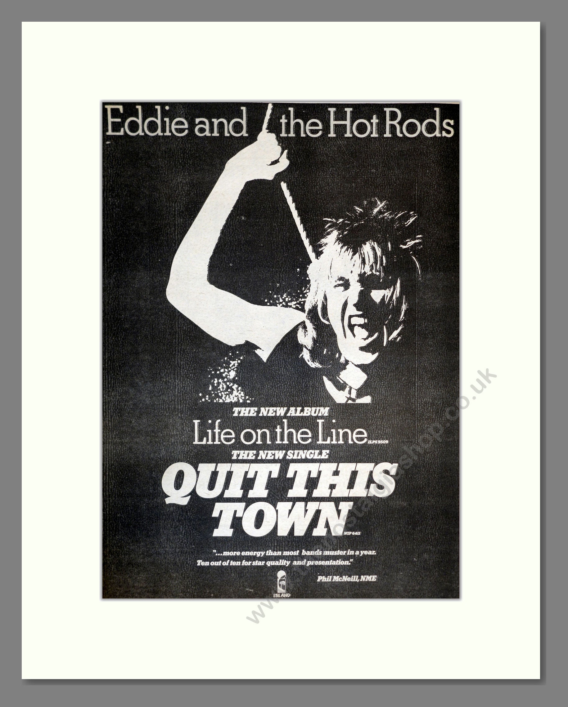 Eddie And The Hot Rods - Quit This Town. Vintage Advert 1977 (ref AD17288)