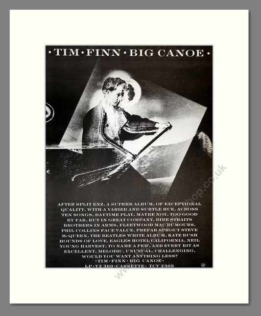 Tim Finn - Big Canoe. Vintage Advert 1986 (ref AD17300)