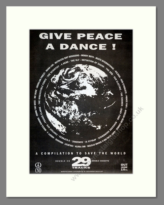 Various Artists - Give Peace A Dance. Vintage Advert 1991 (ref AD17316)