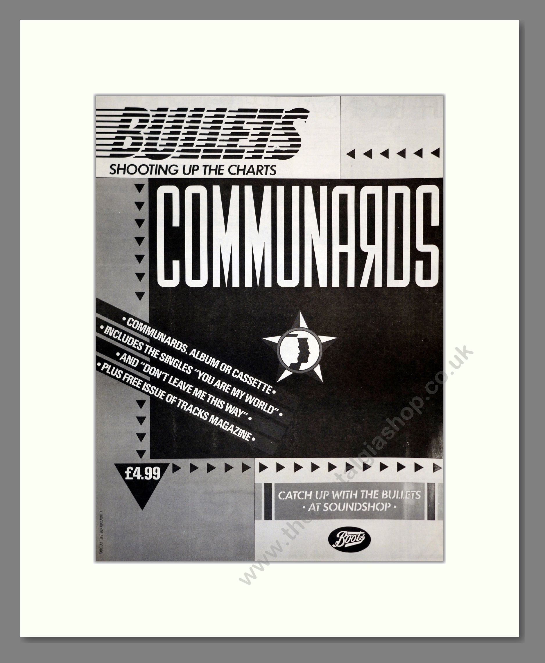 Communards - Bullets. Vintage Advert 1986 (ref AD17323)