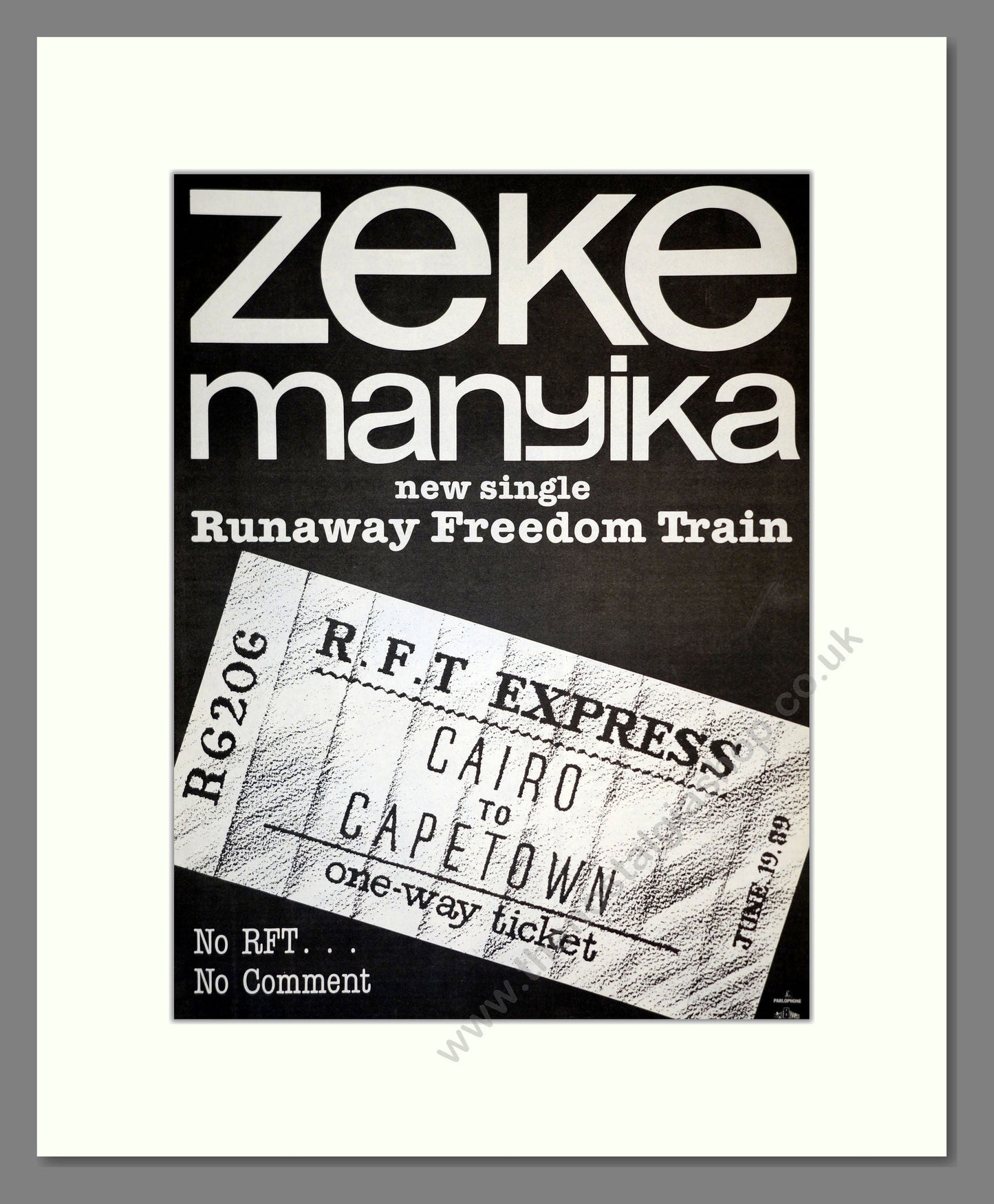 Zeke Manyika - Runaway Freedom Train. Vintage Advert 1989 (ref AD17327)