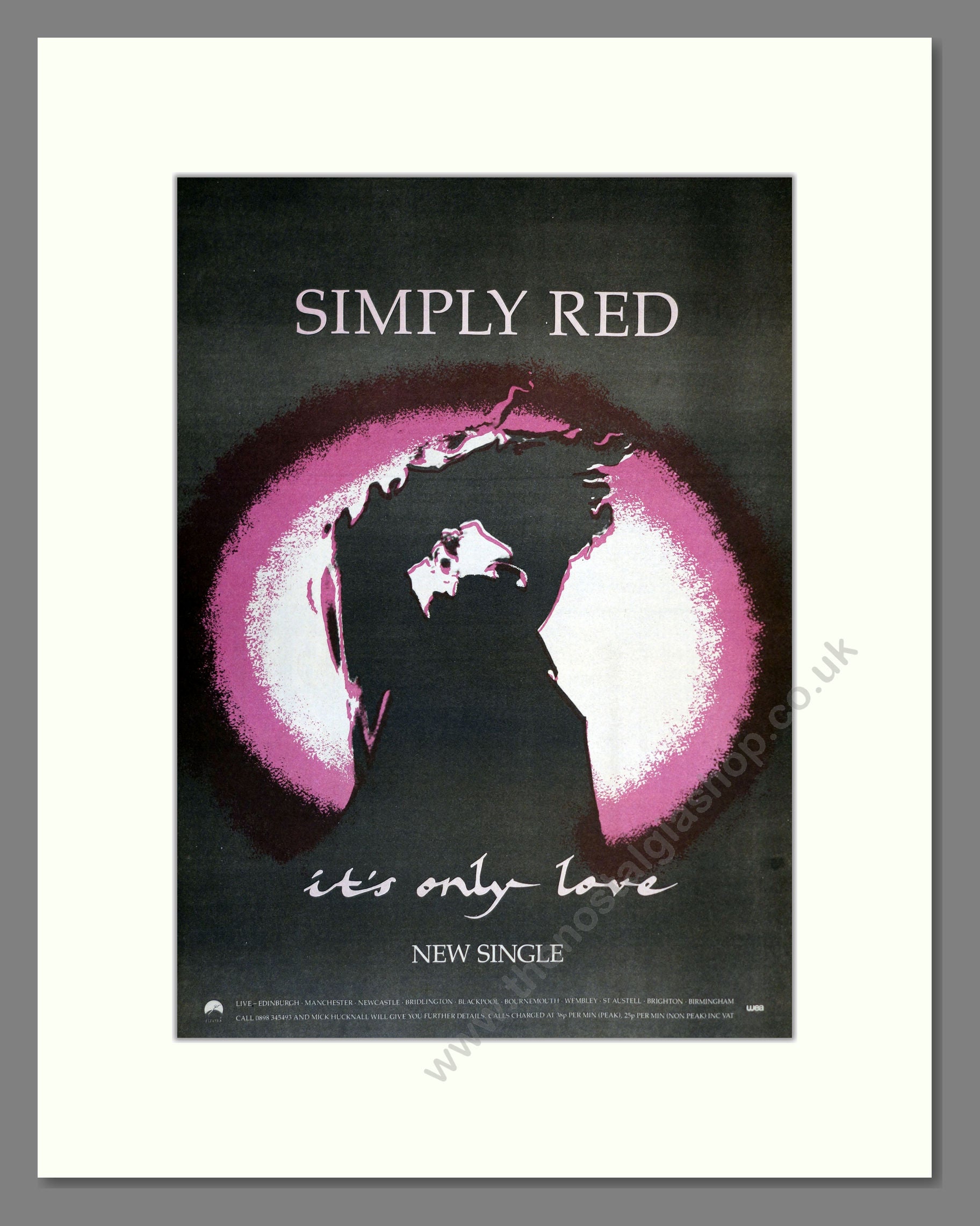 Simply Red - It's Only Love. Vintage Advert 1989 (ref AD17336)