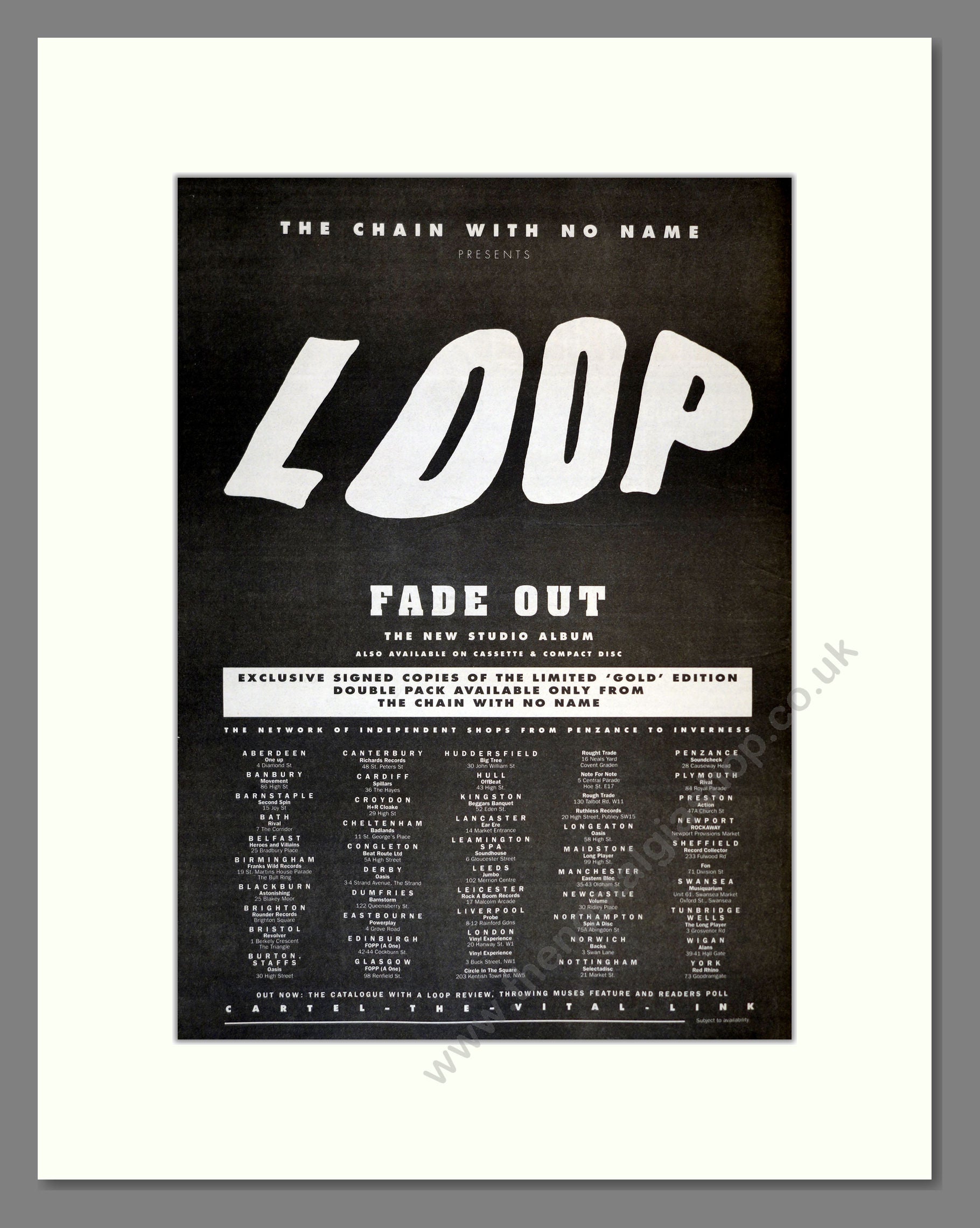 Loop - Fade Out. Vintage Advert 1989 (ref AD17337)