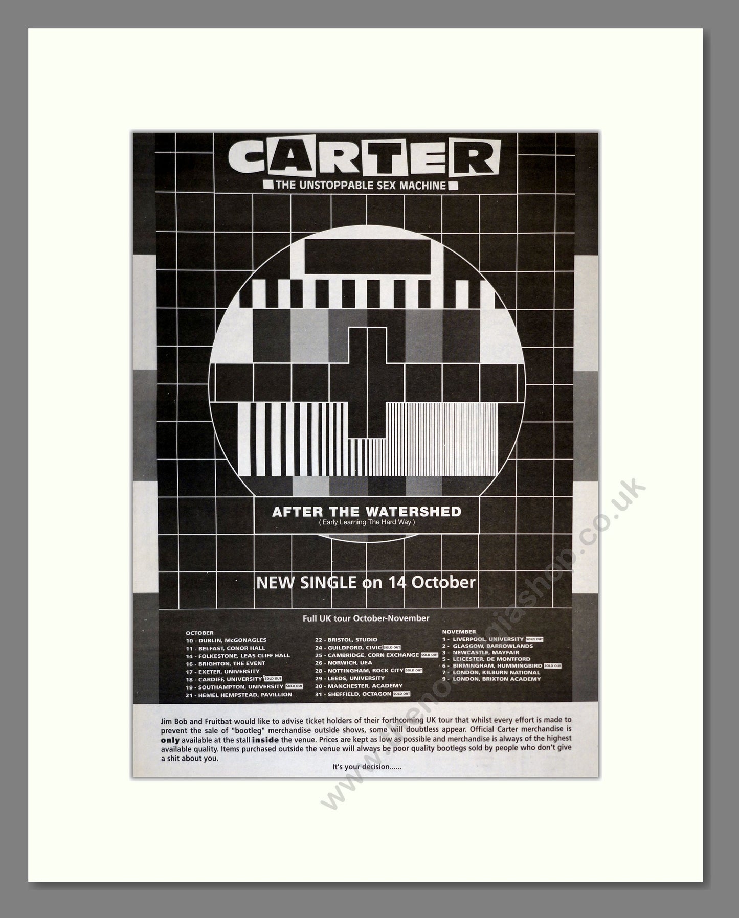 Carter USM - After The Watershed. Vintage Advert 1991 (ref AD17346)