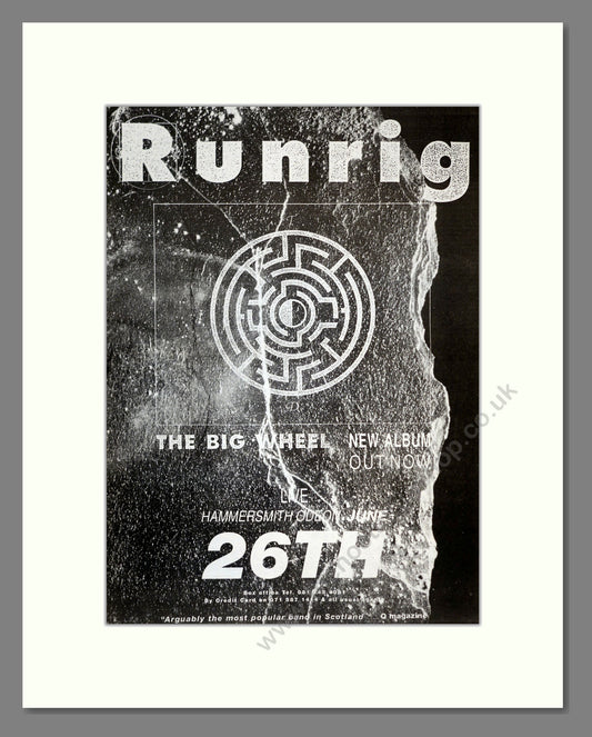 Runrig - The Big Wheel. Vintage Advert 1991 (ref AD17352)