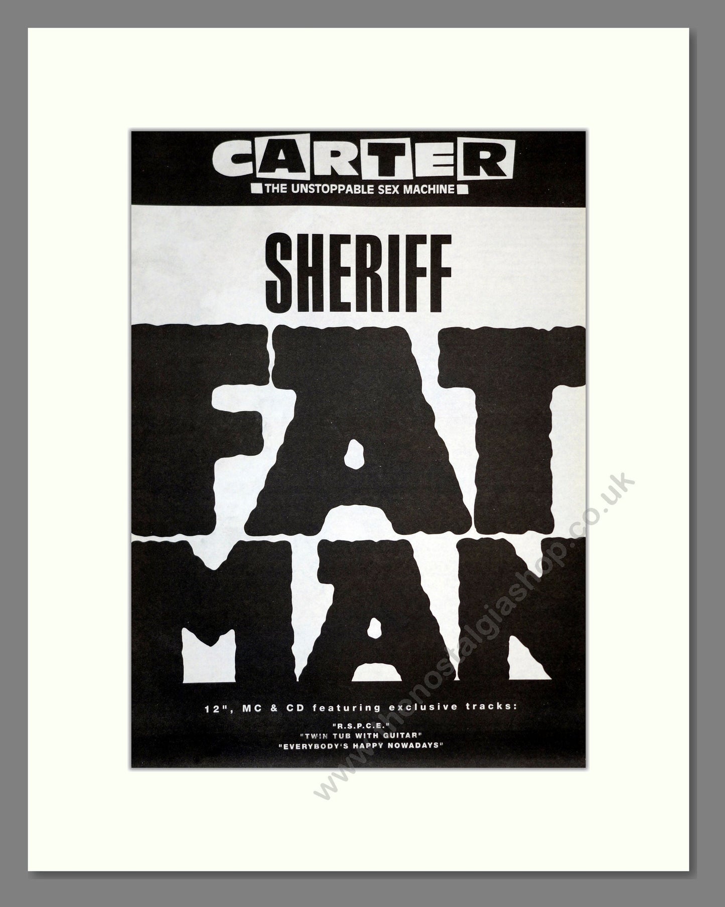 Carter USM - Sherrif Fat Man. Vintage Advert 1991 (ref AD17353)