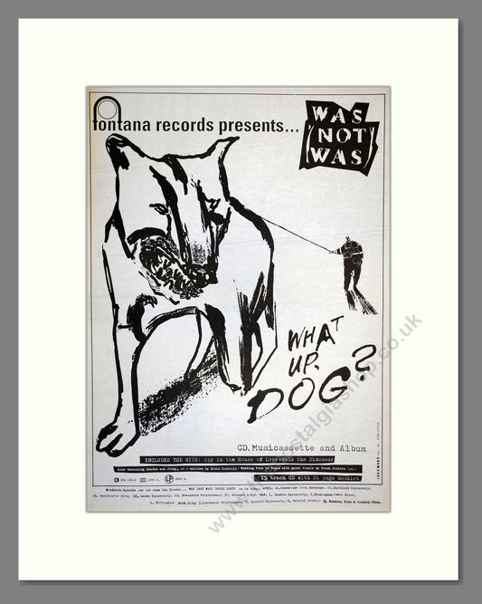 Was Not Was - What Up Dog. Vintage Advert 1988 (ref AD17369)