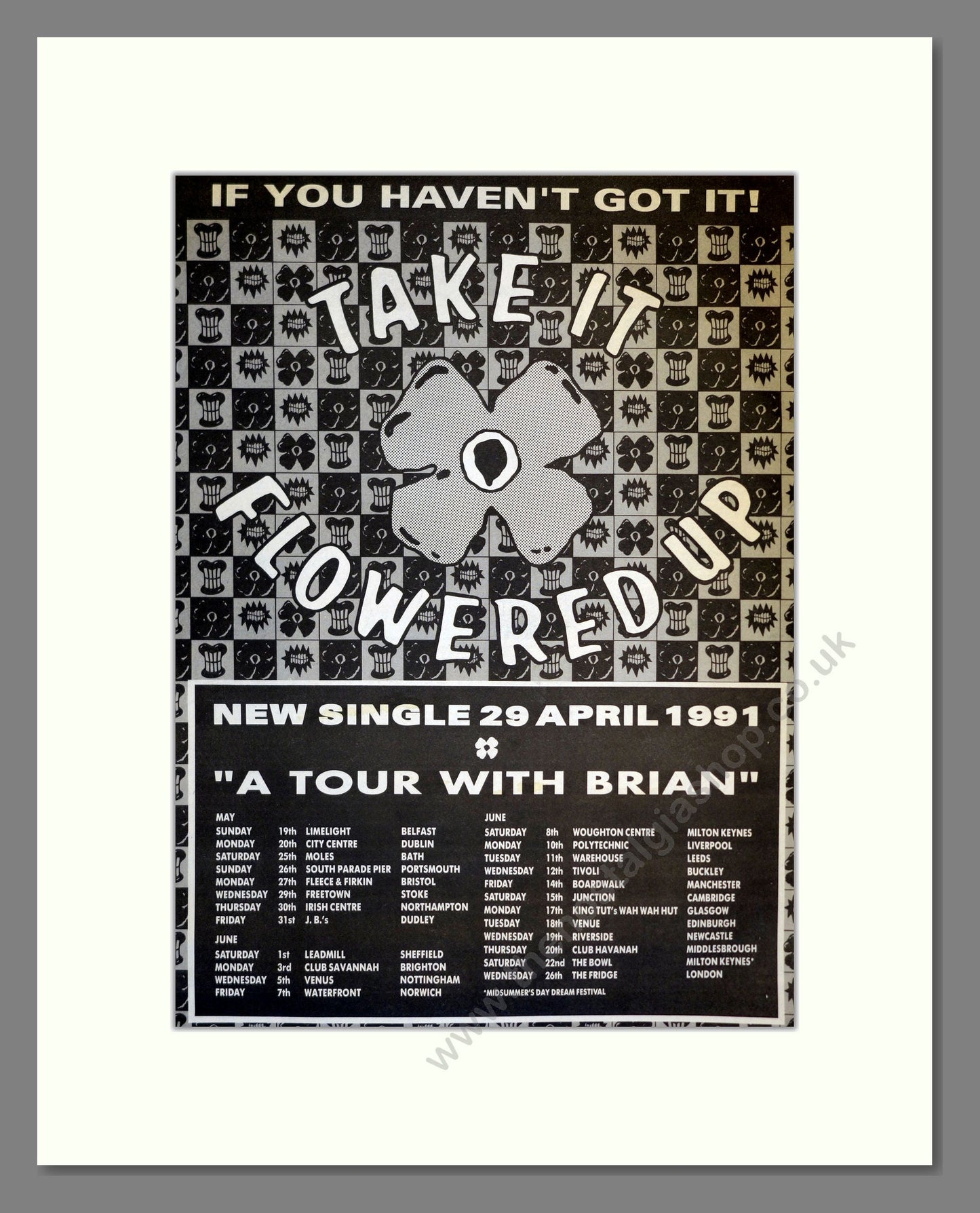 Flowered Up - Take It. Vintage Advert 1991 (ref AD17388)