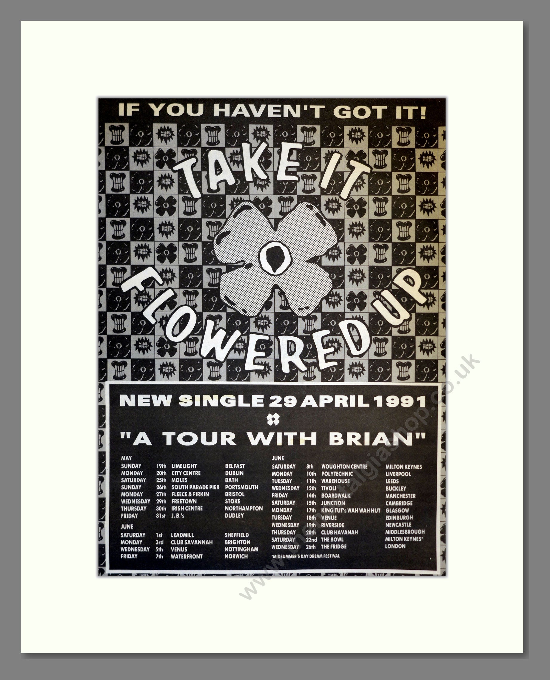 Flowered Up - Take It. Vintage Advert 1991 (ref AD17388)