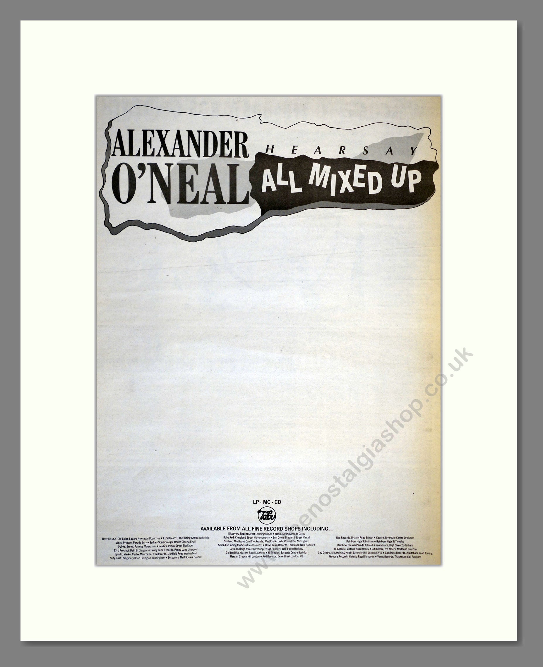 Alexander O'Neal - Hearsay All Mixed Up. Vintage Advert 1988 (ref AD17389)