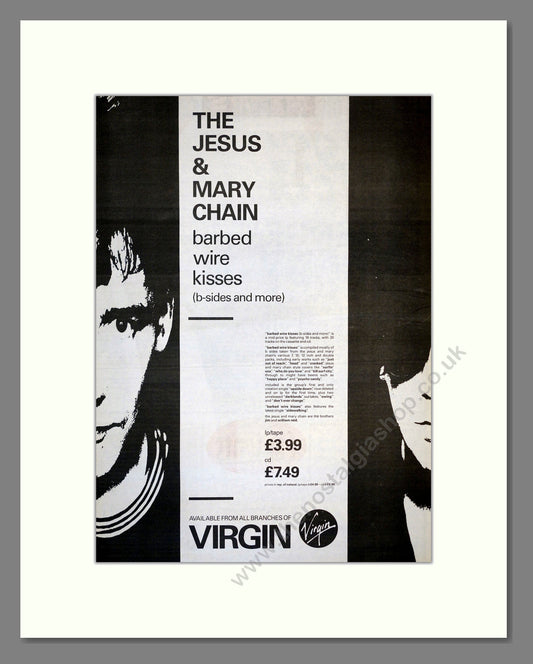 Jesus And Mary Chain - Barbed Wire Kisses. Vintage Advert 1988 (ref AD17393)