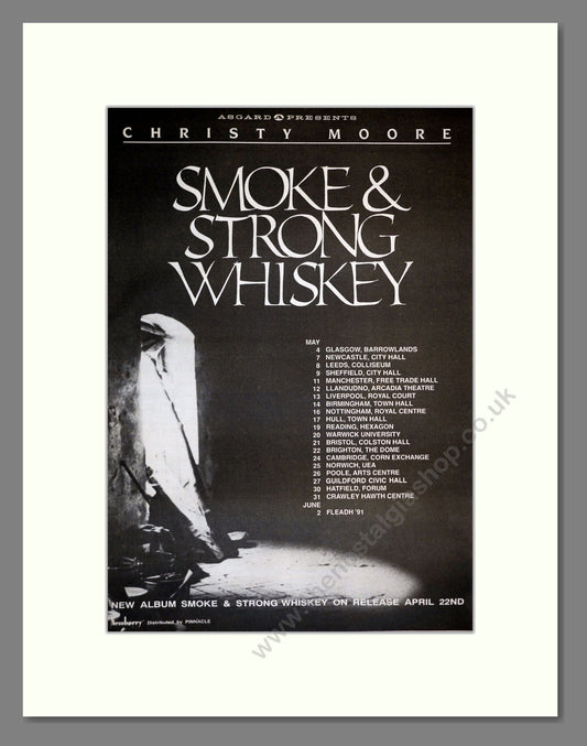 Christy Moore - Smoke And Strong Whiskey. Vintage Advert 1991 (ref AD17398)