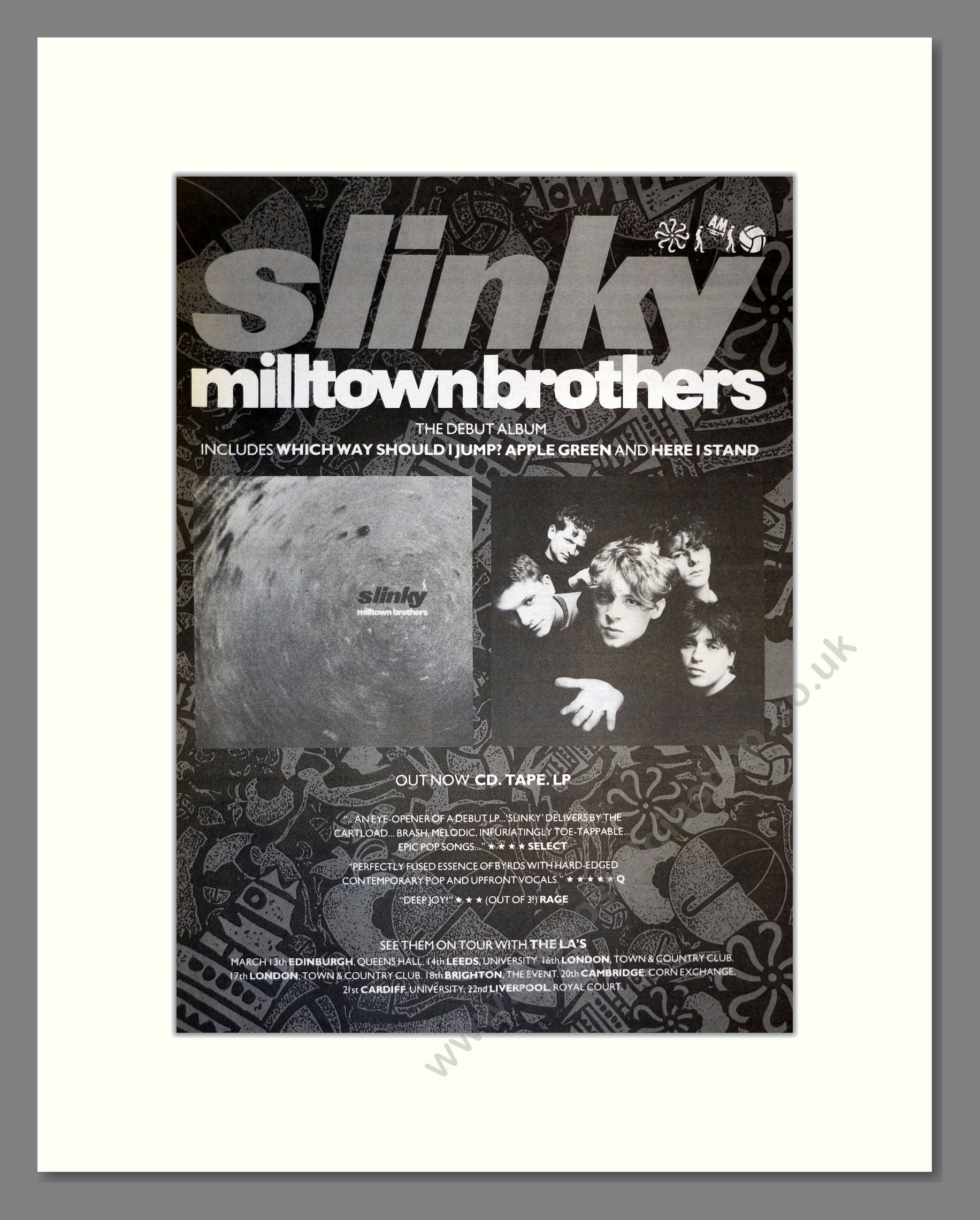 Milltown Brothers - Slinky. Vintage Advert 1991 (ref AD17399)