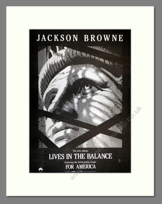 Jackson Browne - Lives In The Balance. Vintage Advert 1986 (ref AD17416)