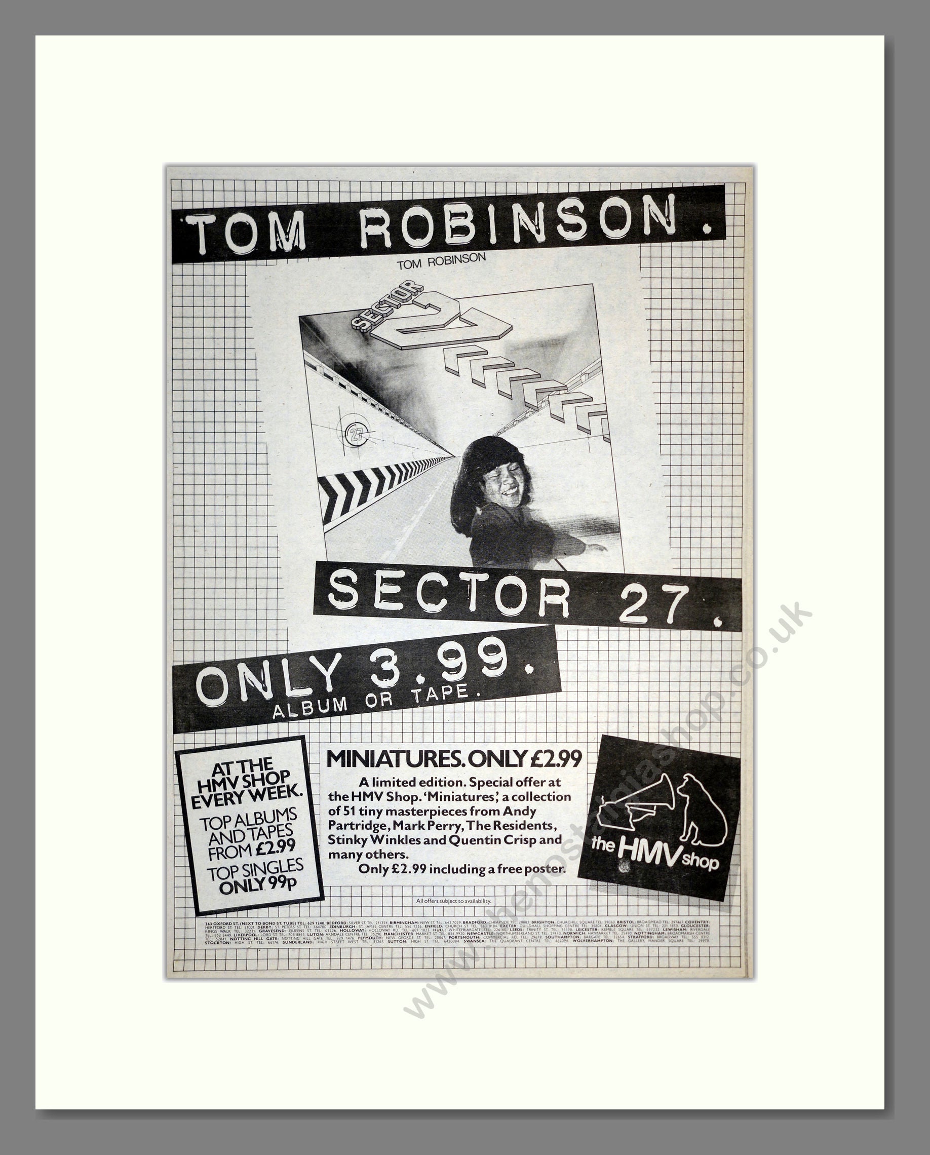 Tom Robinson - Sector 27. Vintage Advert 1980 (ref AD17424)