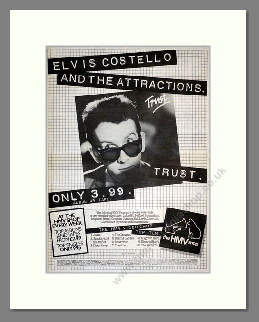 Elvis Costello and The Attractions - Trust. Vintage Advert 1981 (ref AD17426)