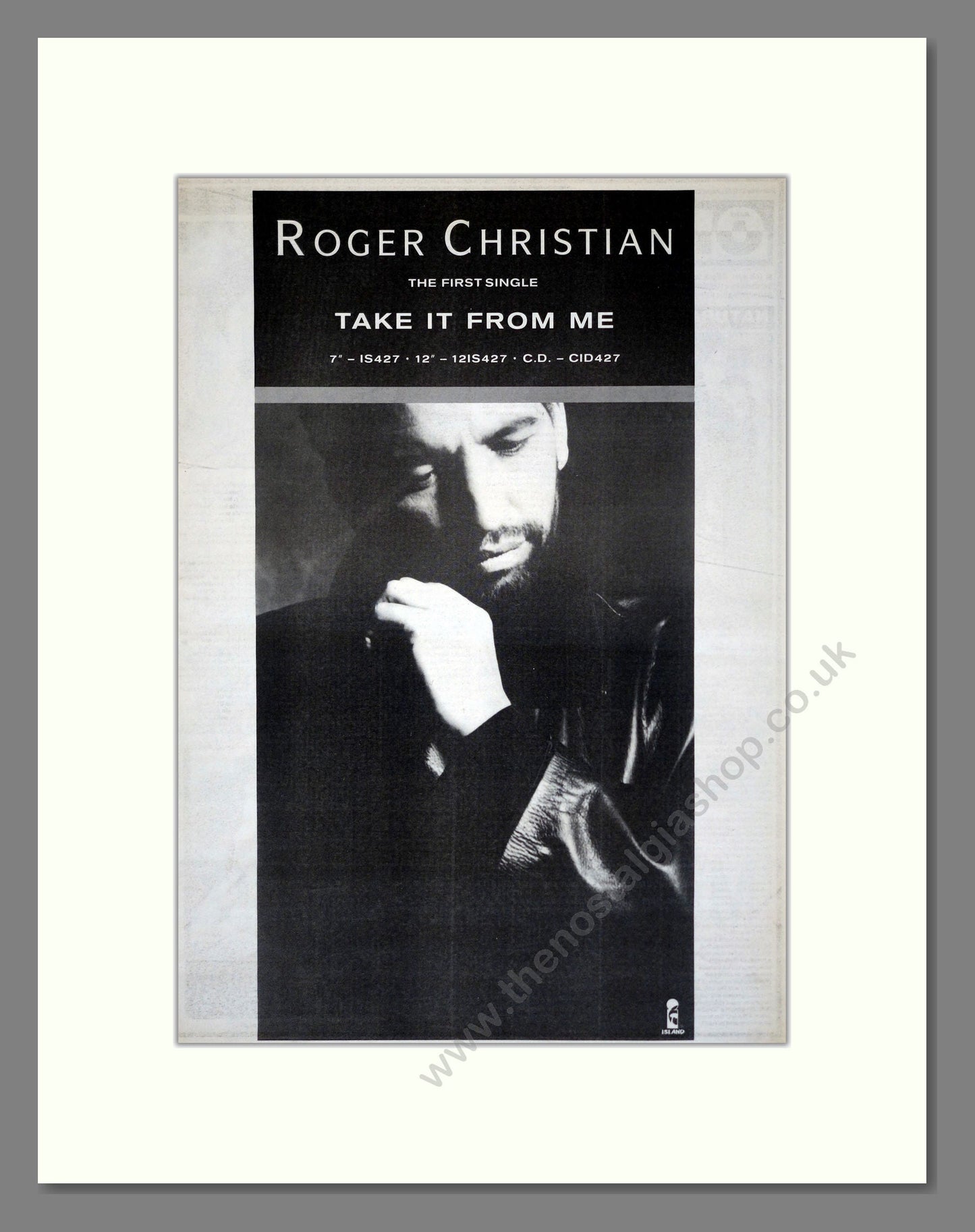 Roger Christian - Take It From Me. Vintage Advert 1989 (ref AD17462)