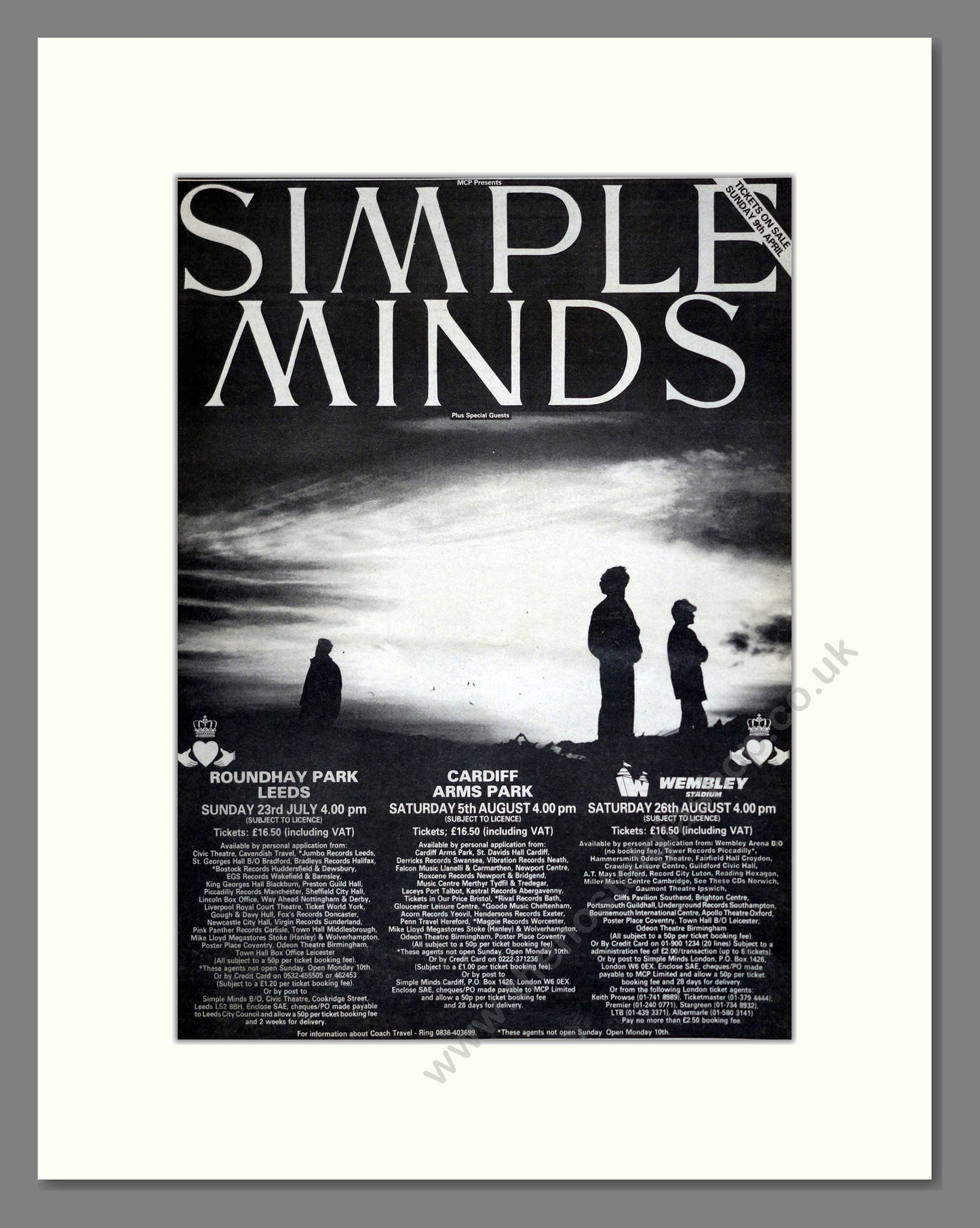 Simple Minds - UK Tour. Vintage Advert 1989 (ref AD17469)