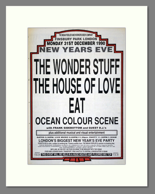 Wonder Stuff / House Of Love / Eat / Ocean Colour Scene - New Year Party Finsbury Park. Vintage Advert 1990 (ref AD17482)