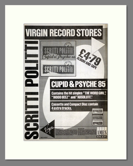 Scritti Politti - Cupid And Psyche 85. Vintage Advert 1985 (ref AD17500)