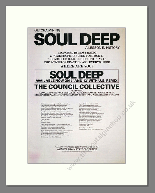 Council Collective (The) - Soul Deep. Vintage Advert 1985 (ref AD17520)