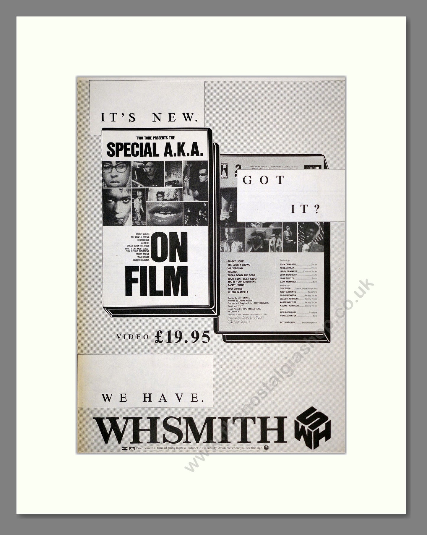 Various Artists - Special AKA On Film. Vintage Advert 1985 (ref AD17521)