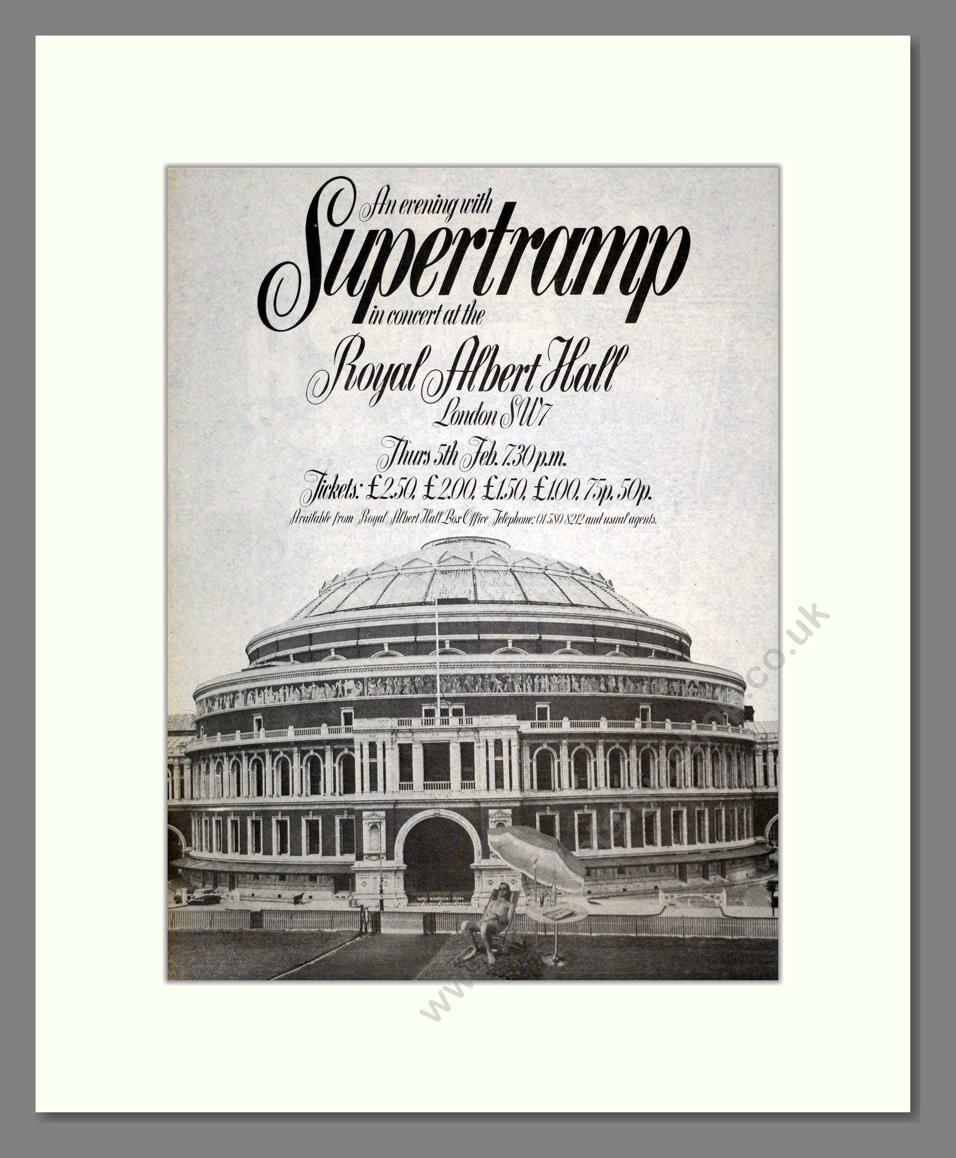 Supertramp - In Concert At The Royal Albert Hall . Vintage Advert 1976 (ref AD17532)