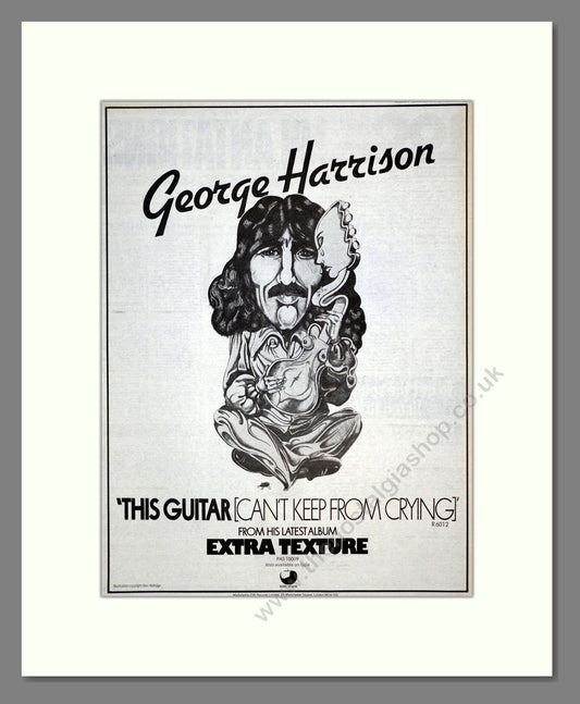 George Harrison - This Guitar (Can't Keep From Crying). Vintage Advert 1976 (ref AD17541)