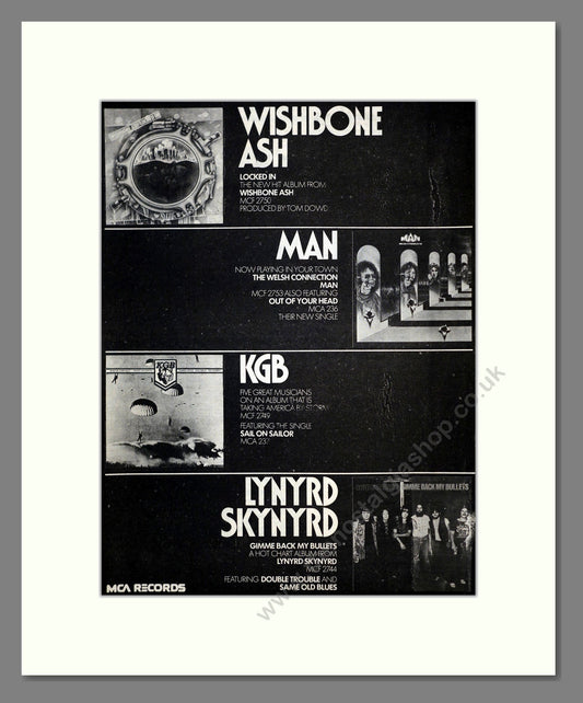 Wishbone Ash / Man / KGB / Lynyrd Skynyrd - Various Albums. Vintage Advert 1976 (ref AD17559)