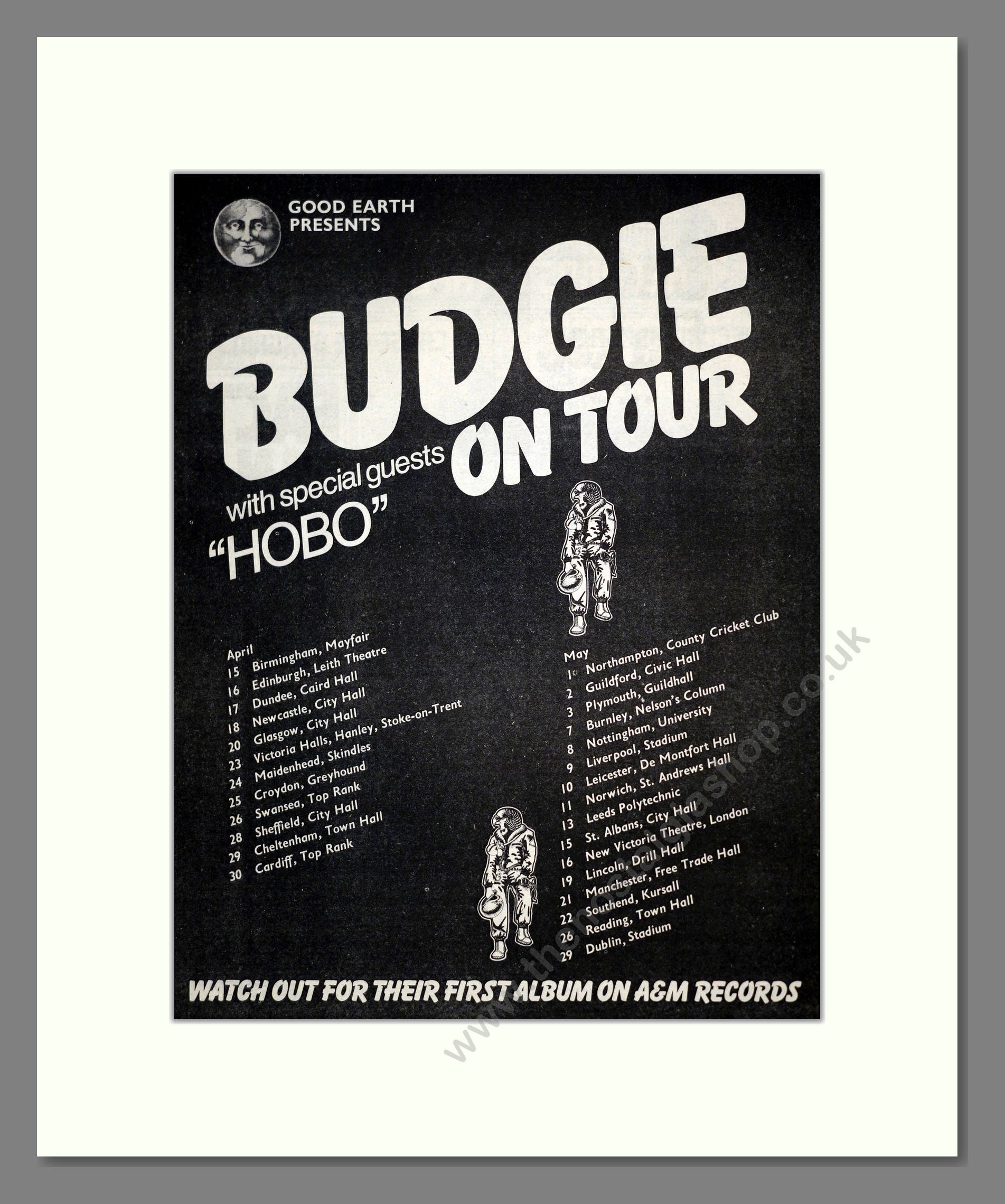 Budgie with Hobo - UK Tour. Vintage Advert 1976 (ref AD17561)