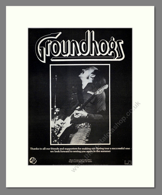 Groundhogs - Tour Thanks. Vintage Advert 1976 (ref AD17567)