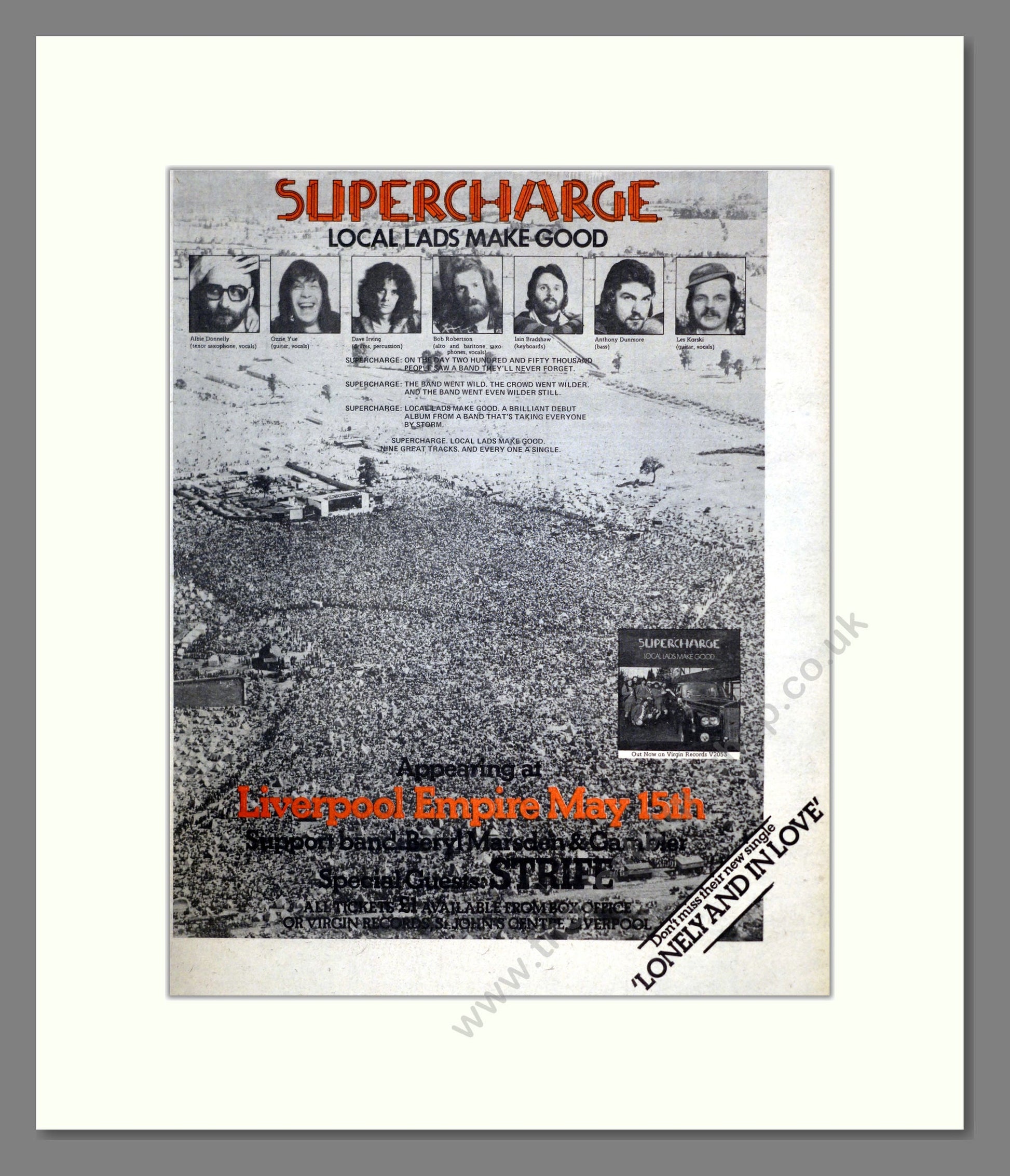 Supercharge - Liverpool Empire. Vintage Advert 1976 (ref AD17575)